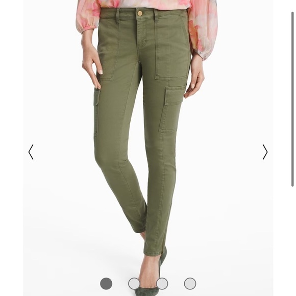 White House Black Market Cargo Skimmer Jeans Olive Green Sz 6 - Picture 1 of 14